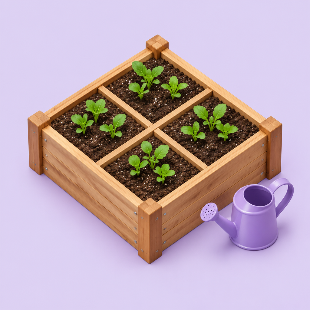 Illustrated garden used while an answer is still hidden