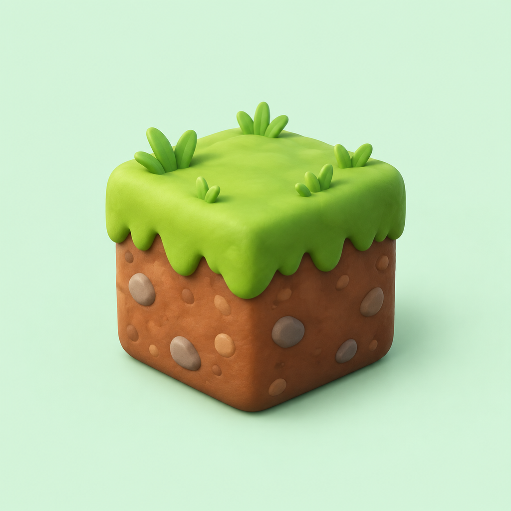 Illustrated grass block standing in for a Minecraft seed